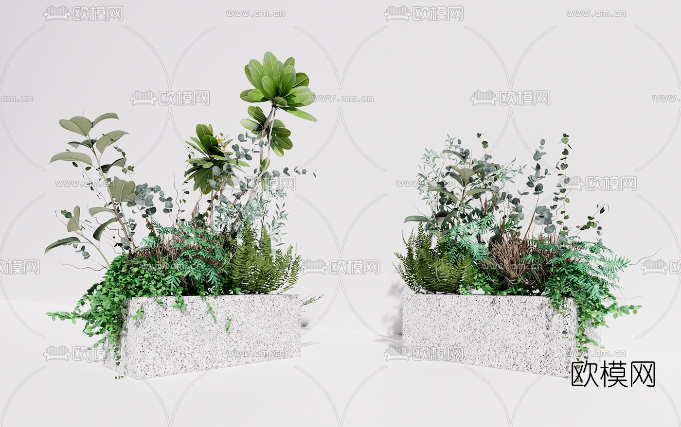 现代花草绿植盆栽3d模型