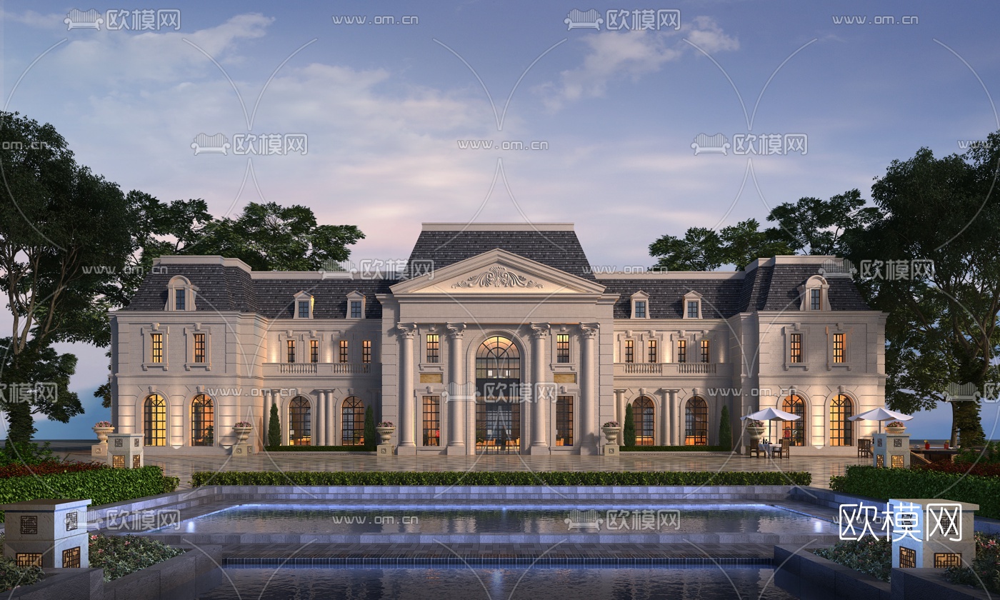 欧式会所建筑外观3d模型