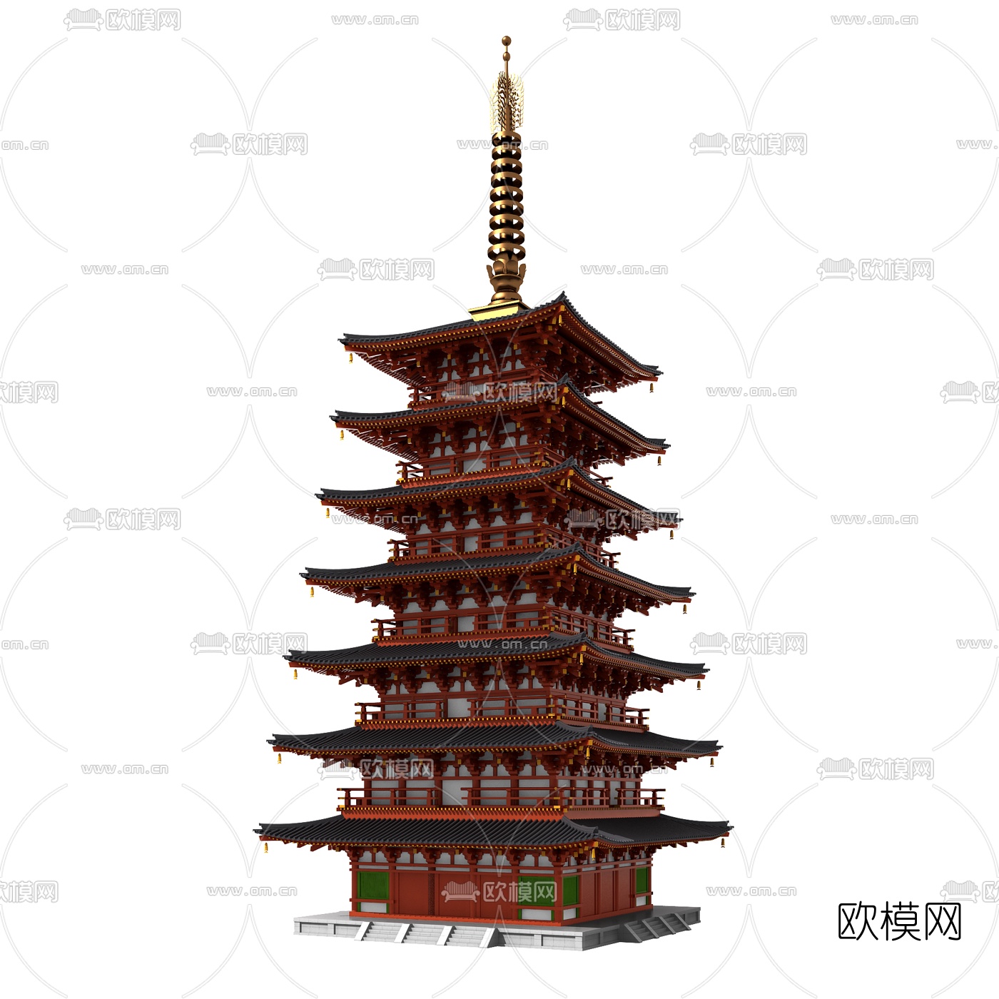 中式古建塔楼舍利佛塔3d模型