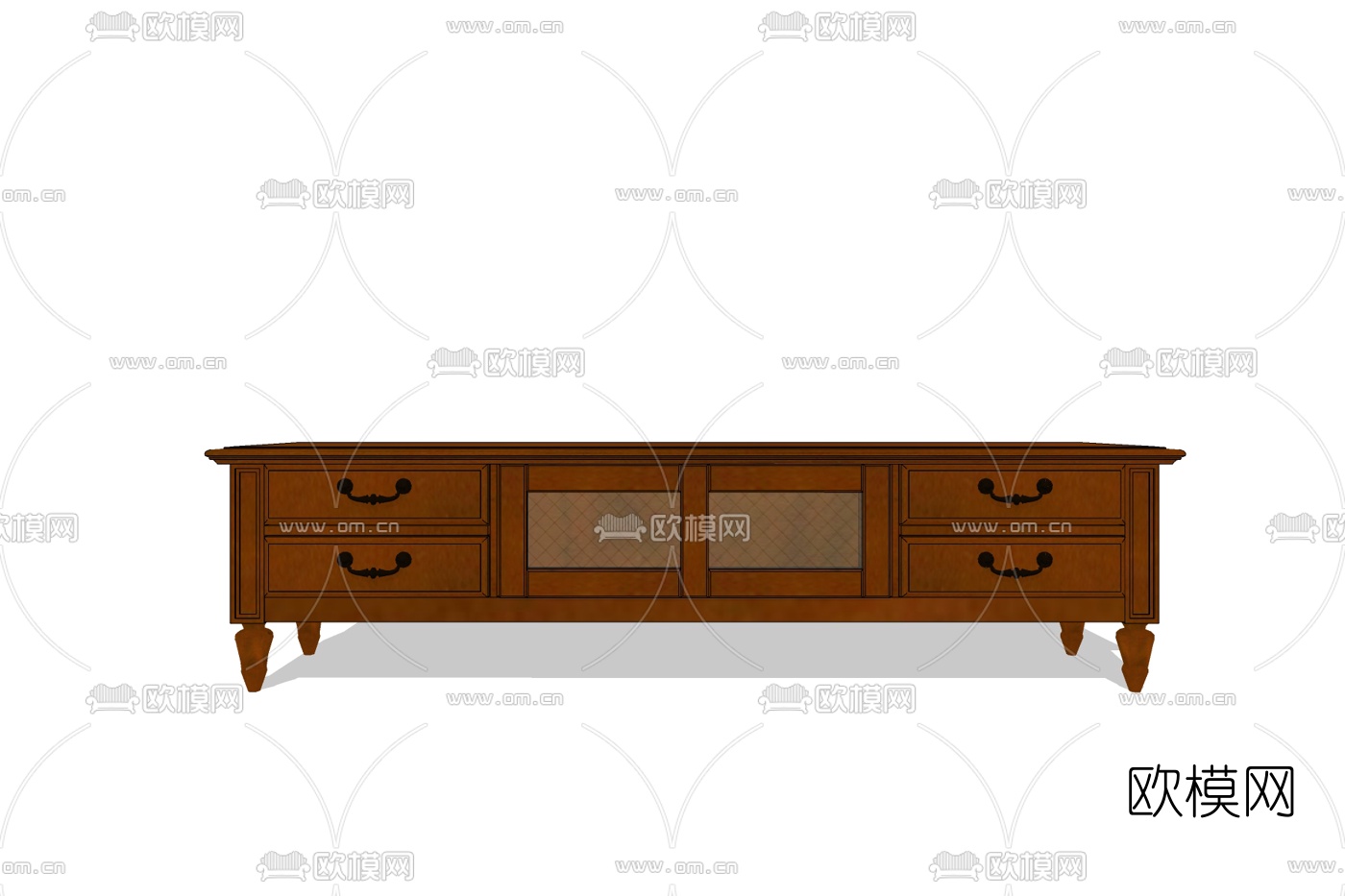 简欧实木电视柜免费su模型下载