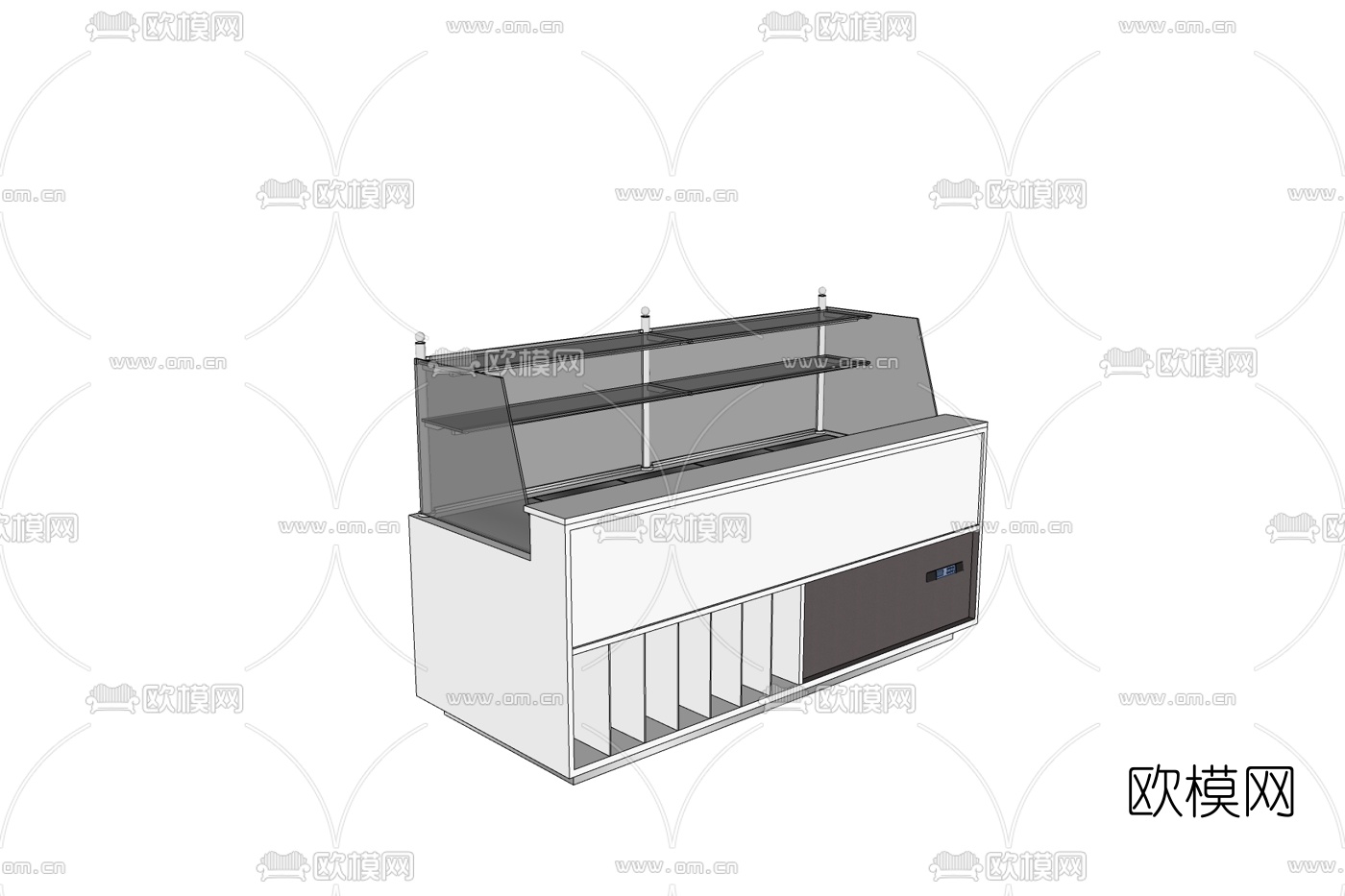 现代超市展示柜免费su模型下载