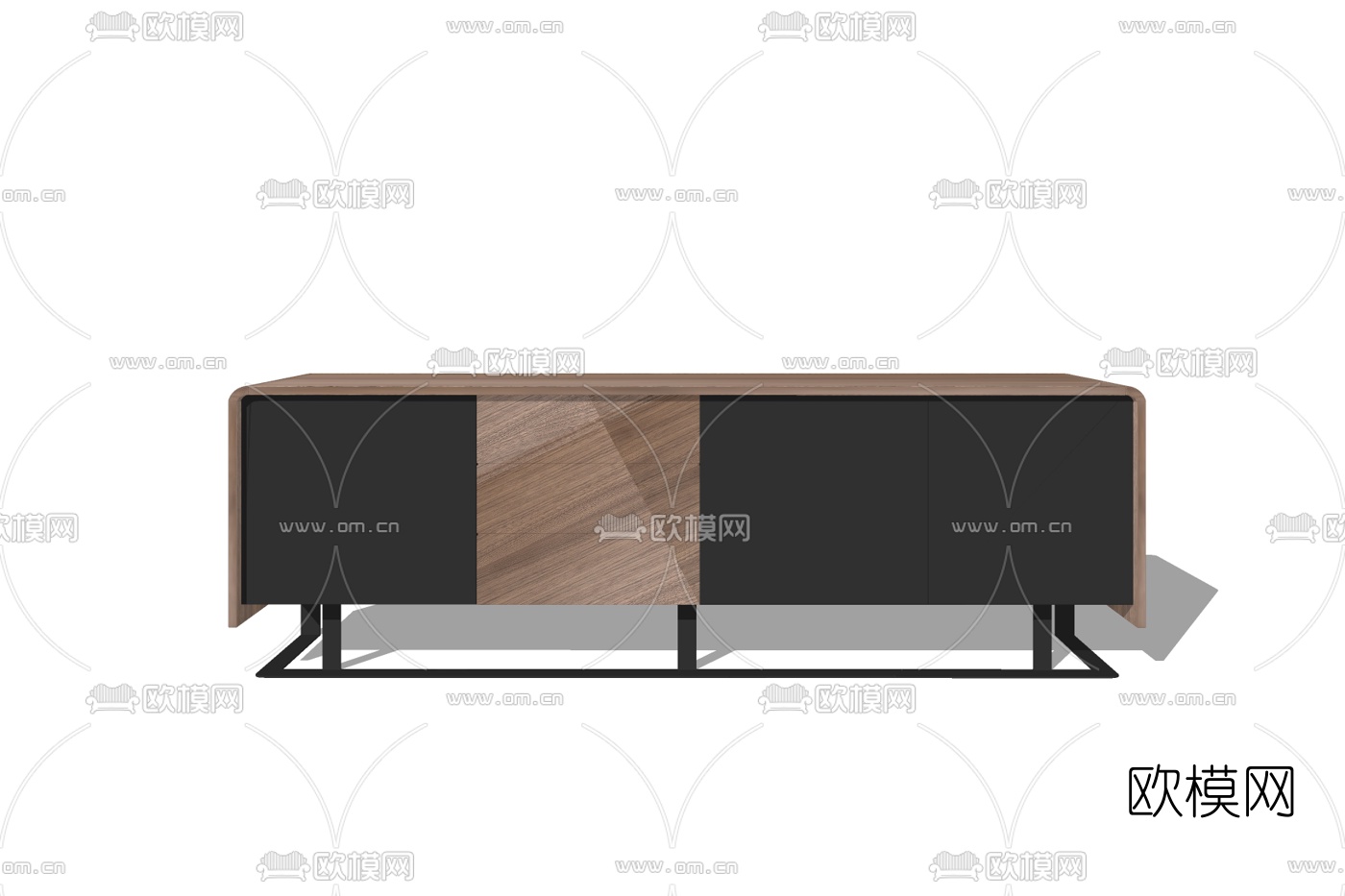 现代实木边柜免费su模型下载