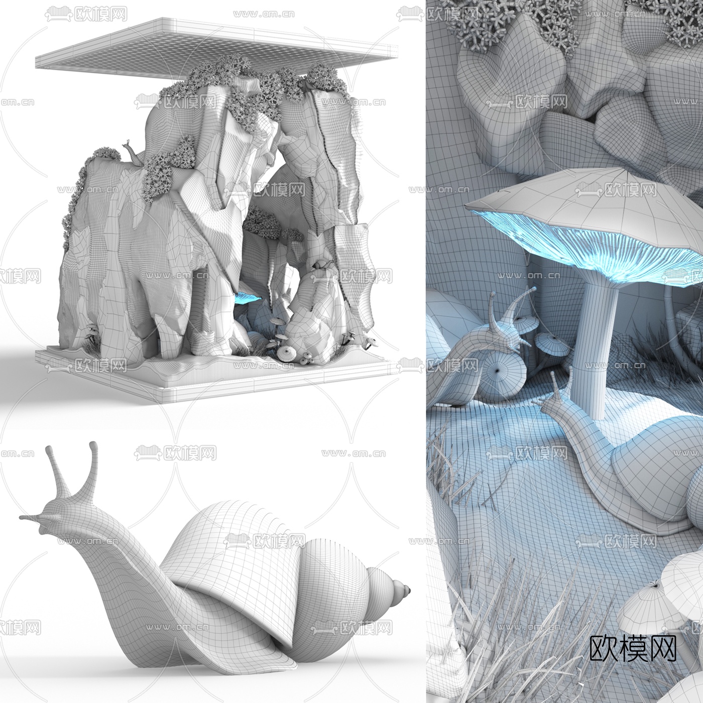 现代生态景观鱼缸3d模型下载（渲染图2）