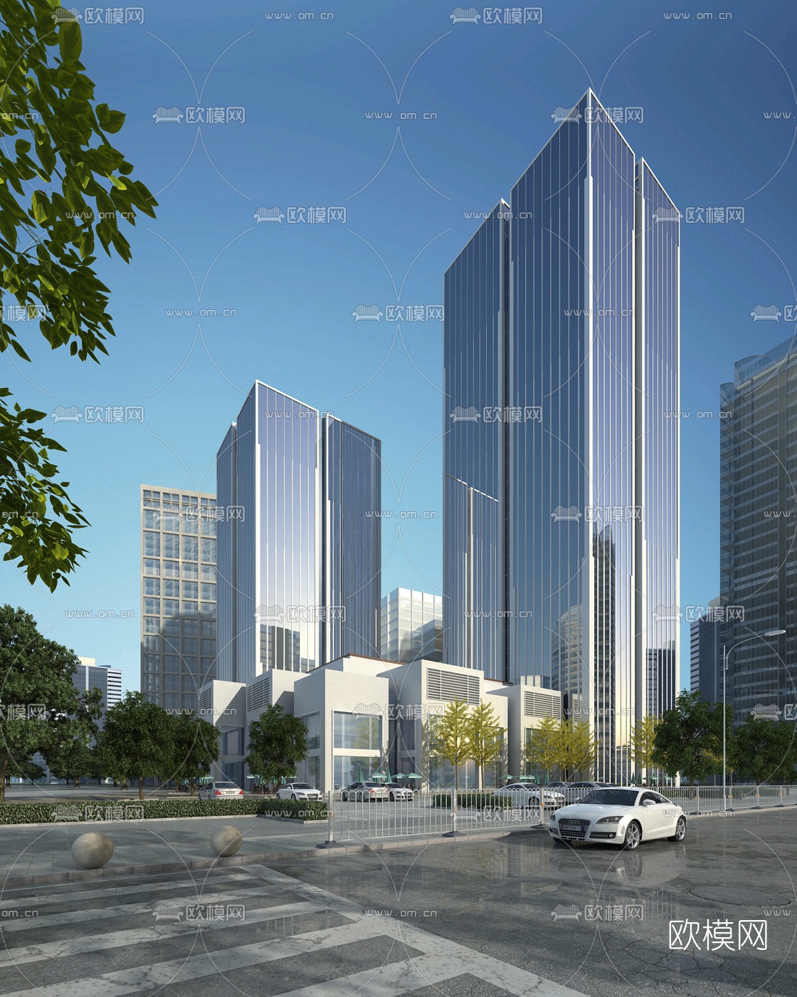 现代商业大厦建筑外观3d模型