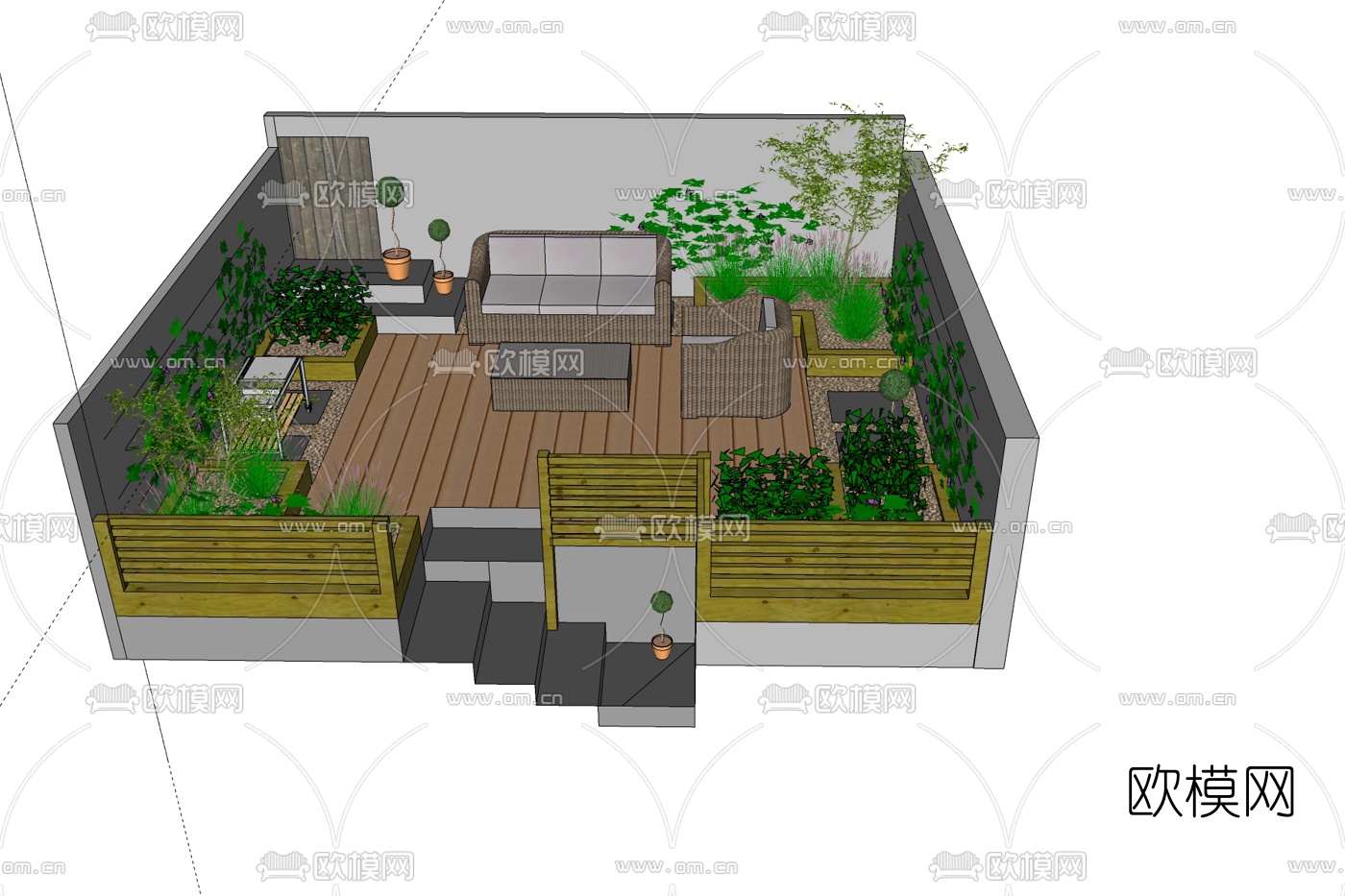 现代户外休闲沙发免费su模型下载