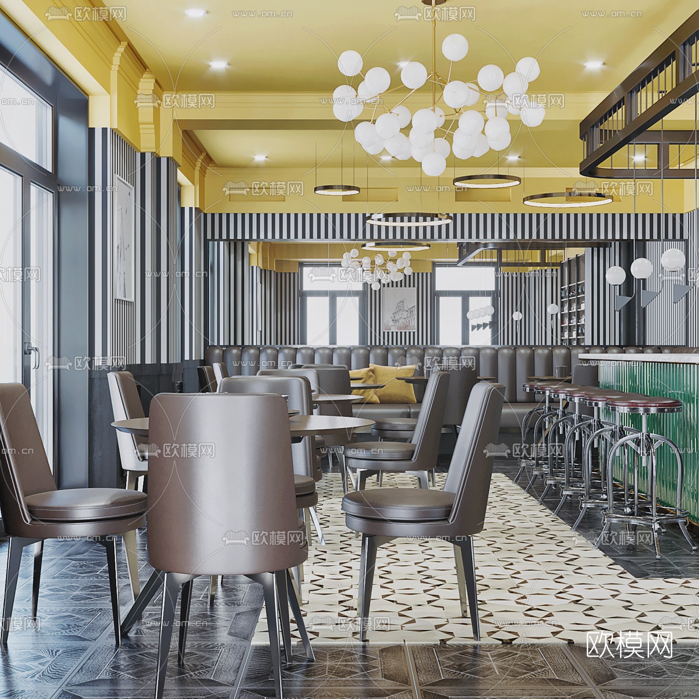 工业风主题餐厅3d模型下载（渲染图9）
