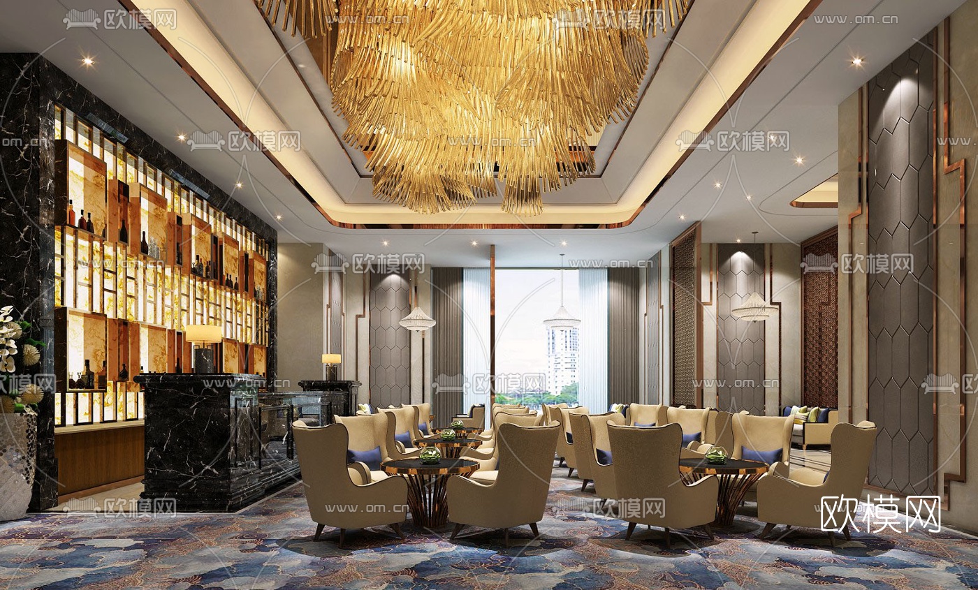 现代轻奢售楼部洽谈区免费3d模型下载
