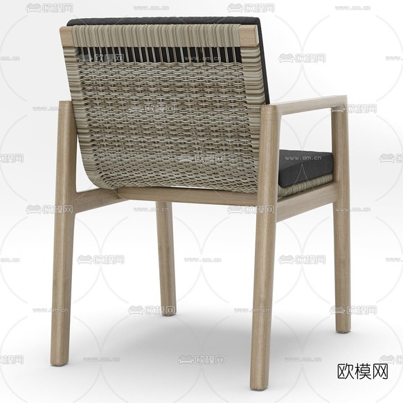 现代实木餐桌椅3d模型下载(渲染图2)