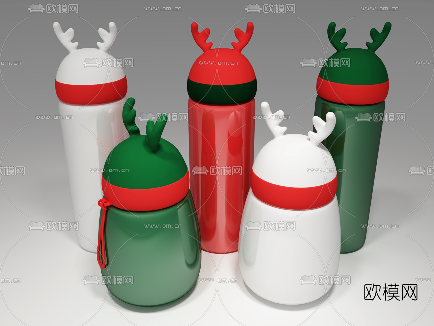 现代麋鹿不锈钢保温杯3d模型下载（渲染图1）