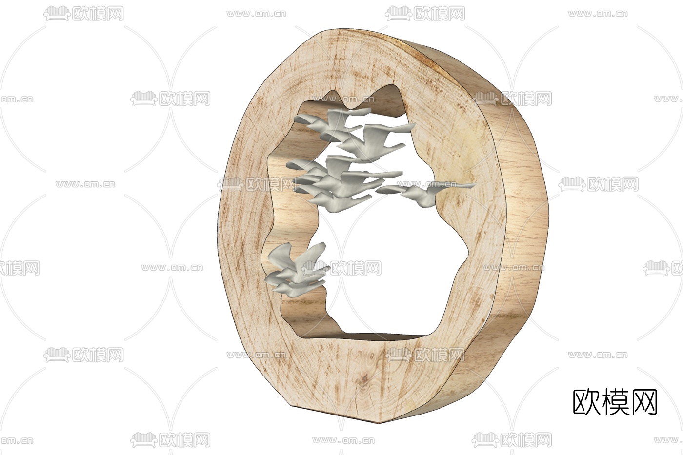 北欧原木小鸟挂件免费su模型下载