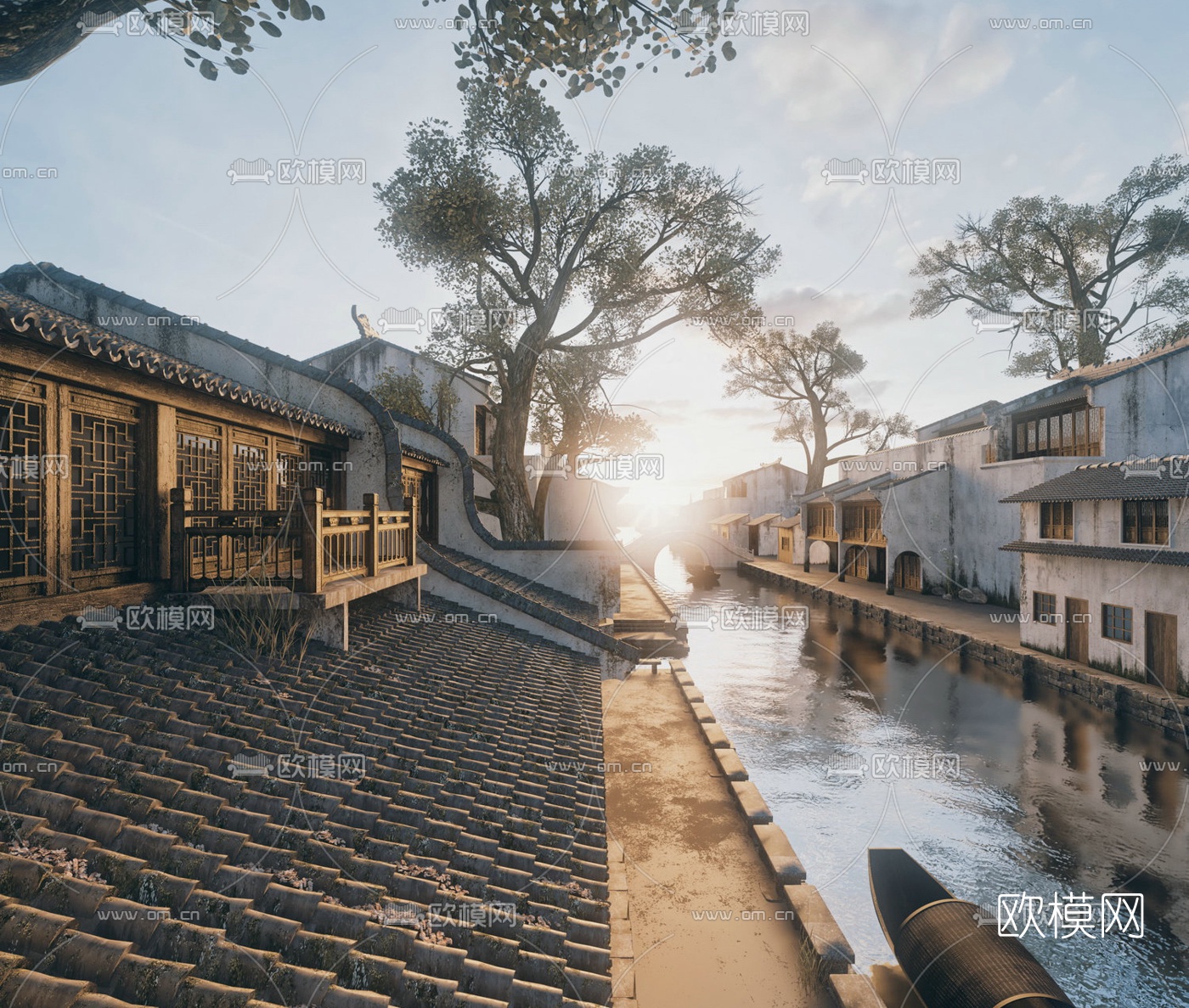 中式乌镇古建3d模型