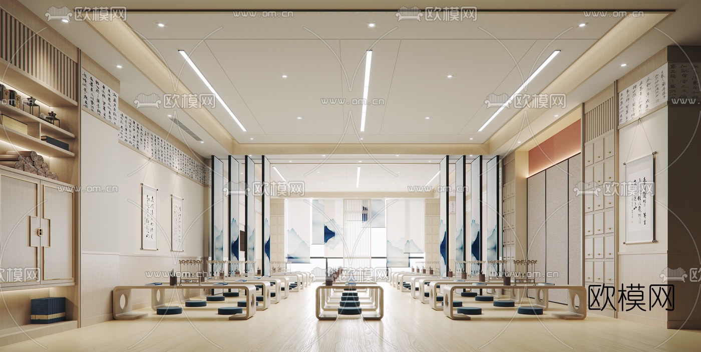 新中式幼儿园国学教室3d模型下载