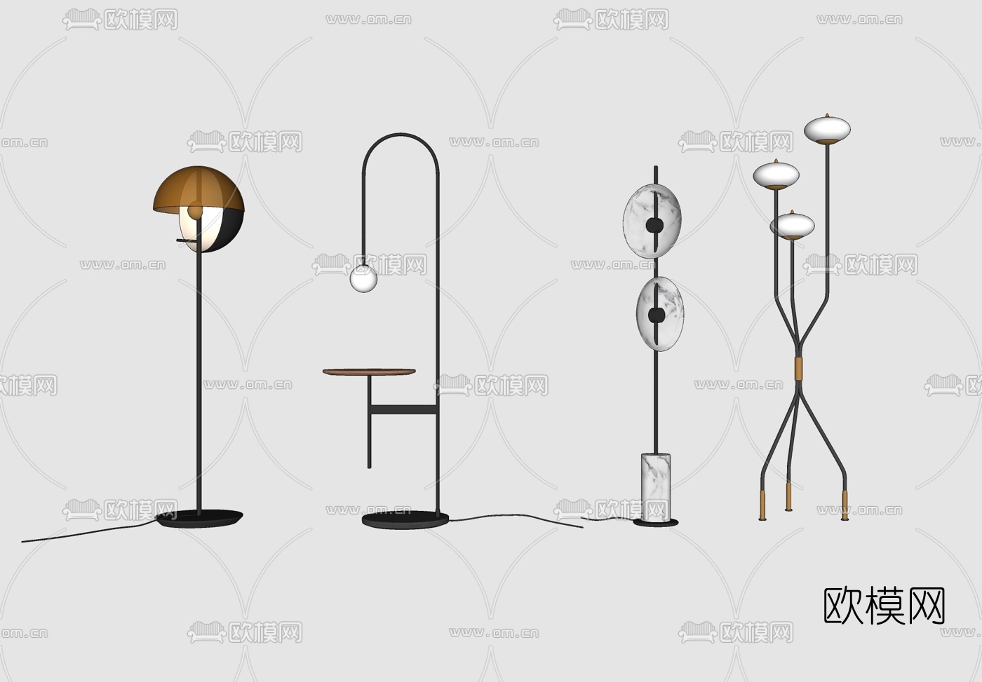 现代金属落地灯su模型下载
