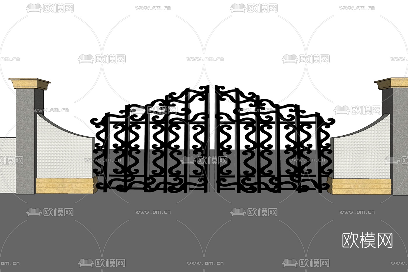简欧户外大门免费su模型下载