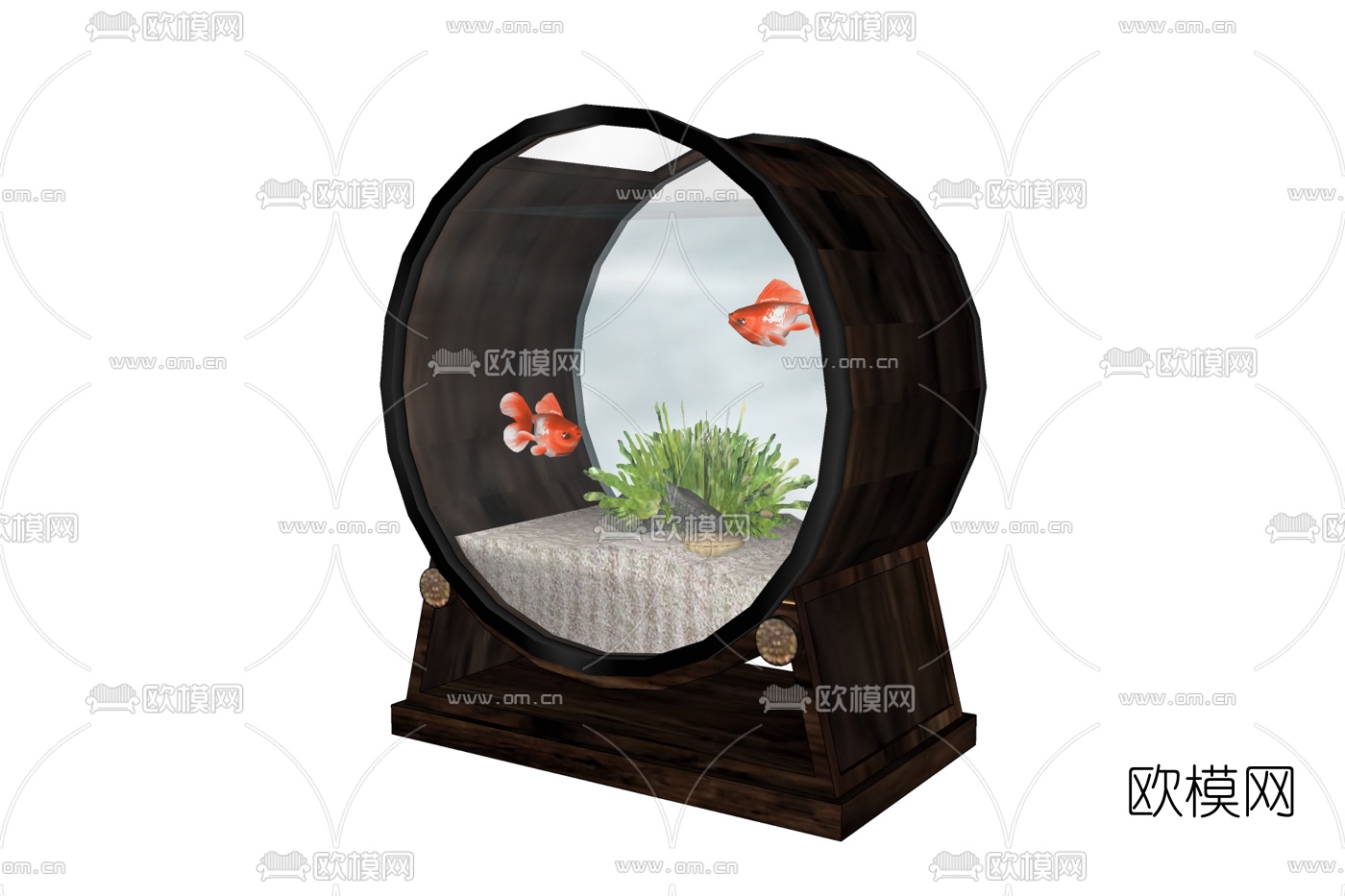 新中式玻璃鱼缸免费su模型下载