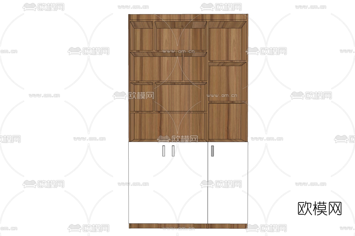 现代实木装饰柜免费su模型下载