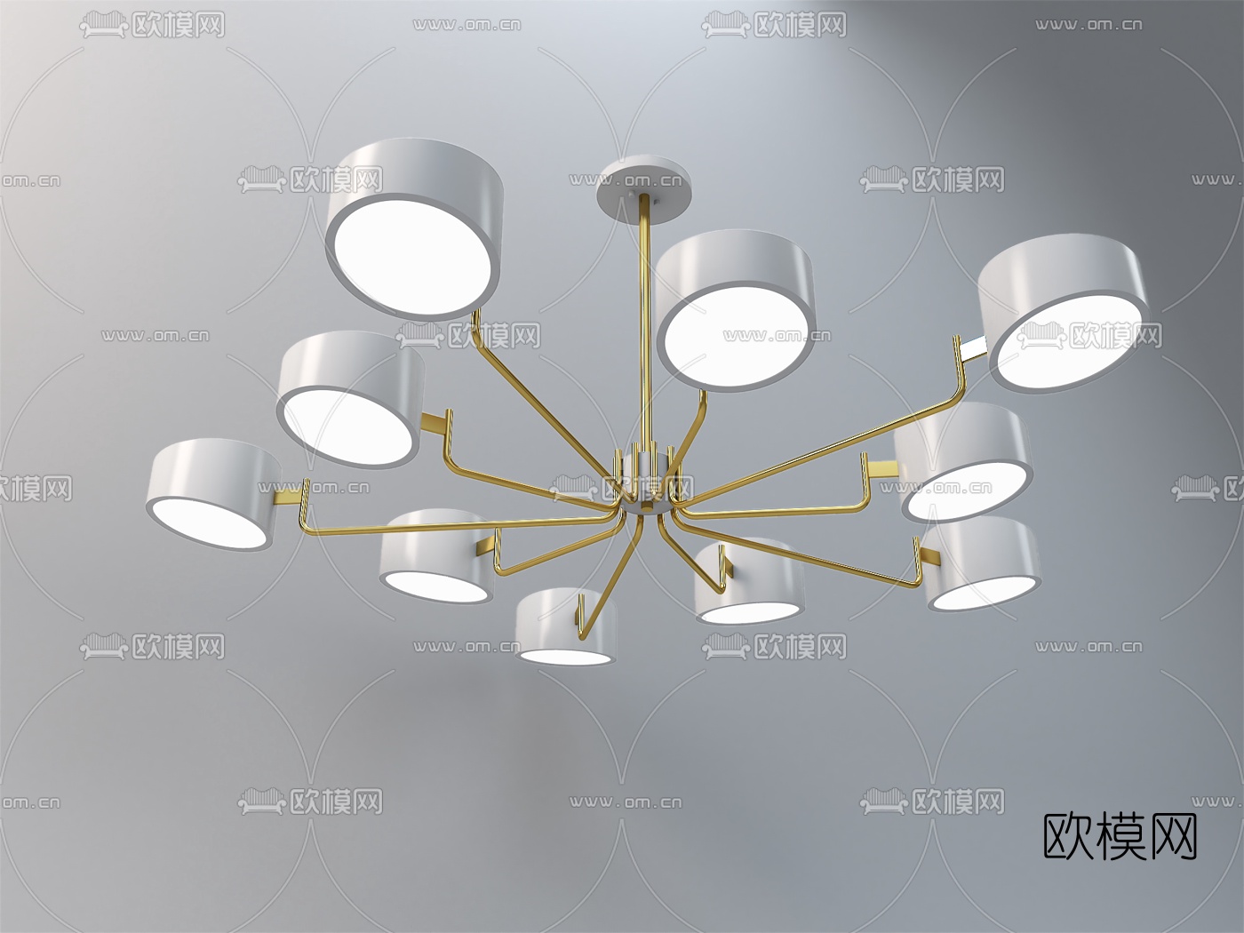北欧金属多头吊灯3d模型下载（渲染图4）