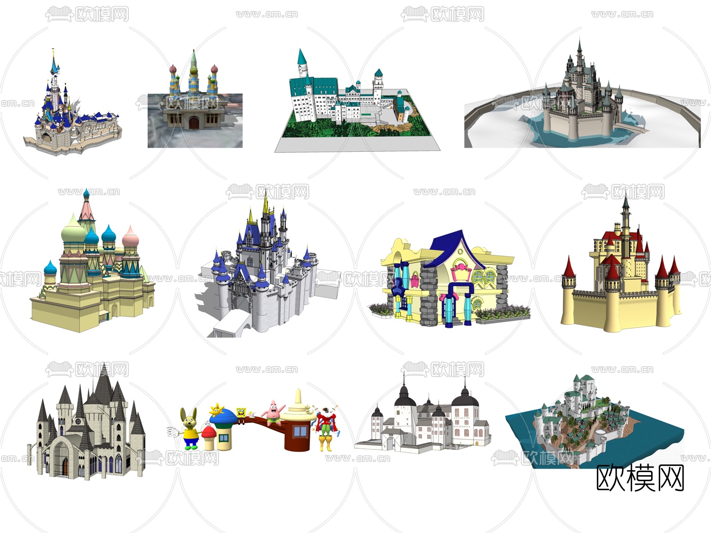 欧式儿童城堡玩具su模型下载
