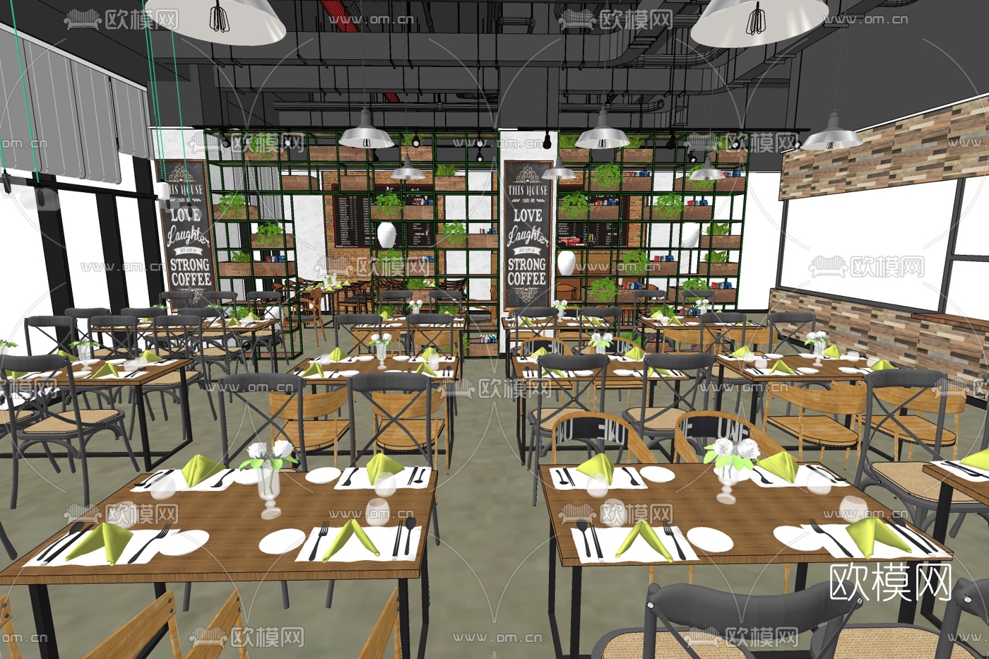 工业风西餐厅免费su模型下载