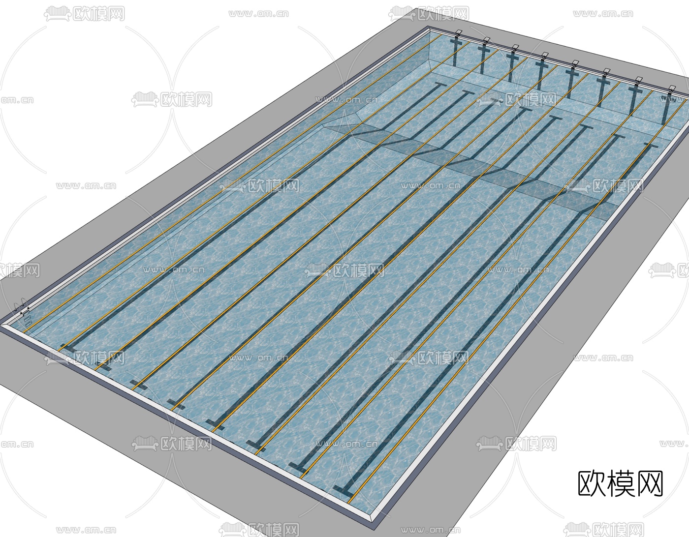 现代游泳池免费su模型下载
