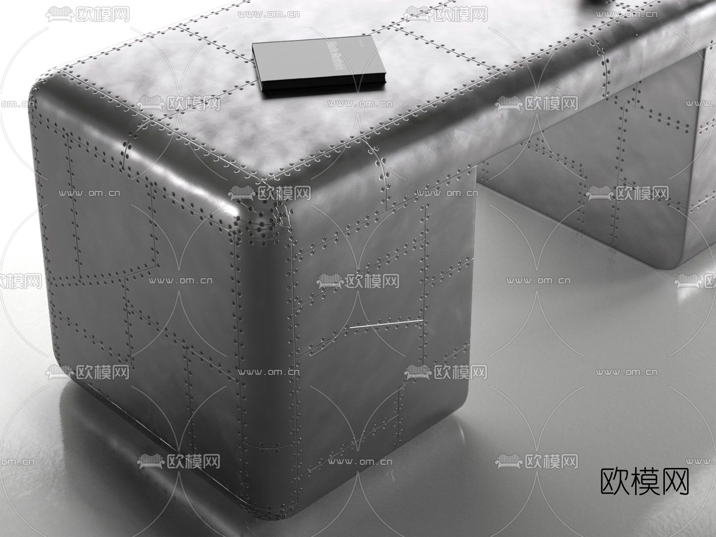 工业风金属班台办公桌3D模型