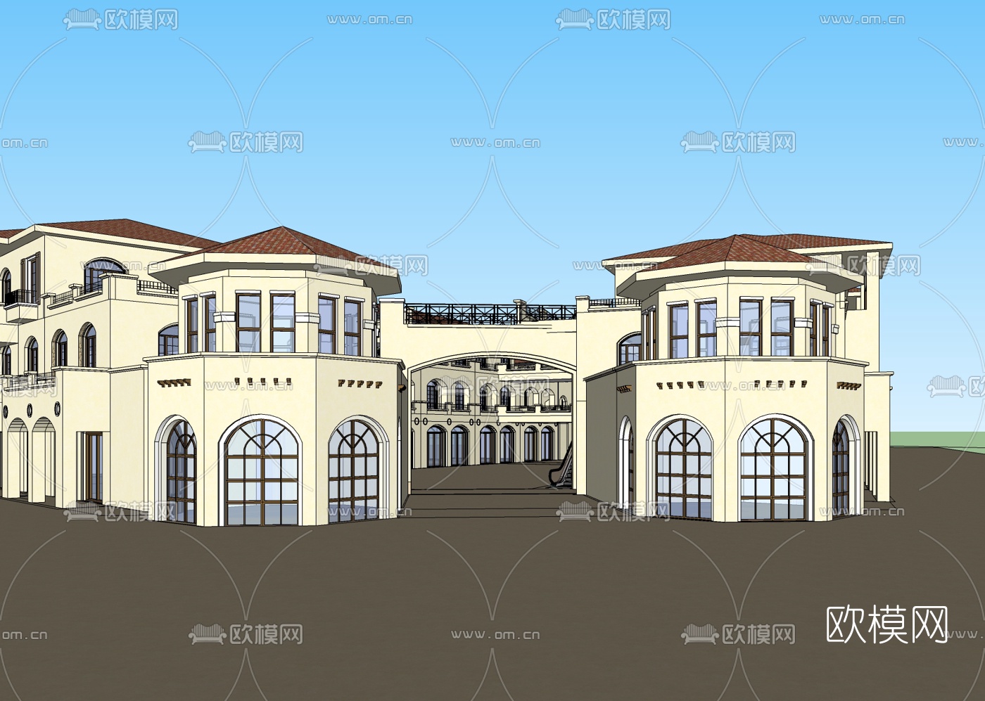 欧式商业街免费su模型下载