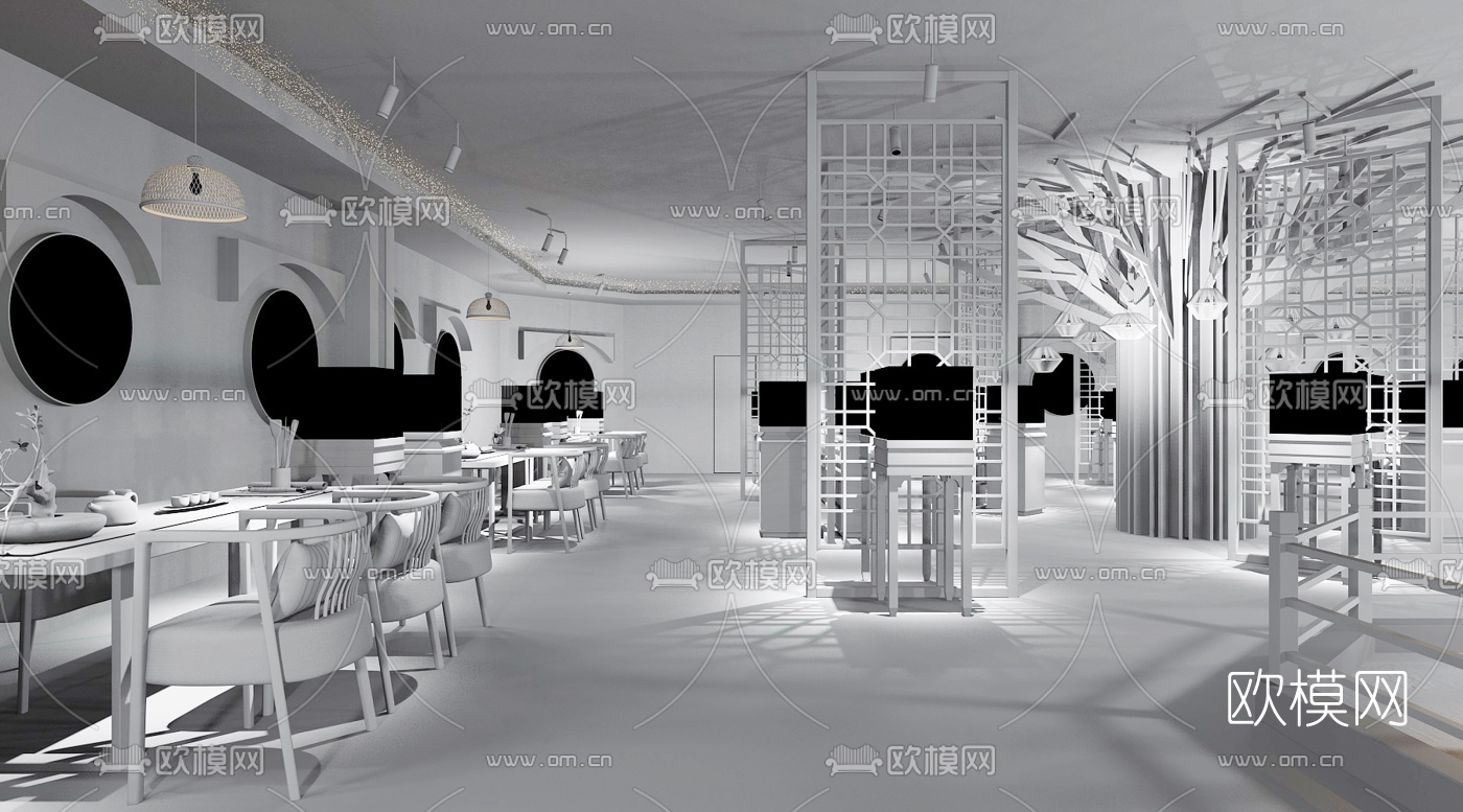 新中式艺术品展览馆3d模型