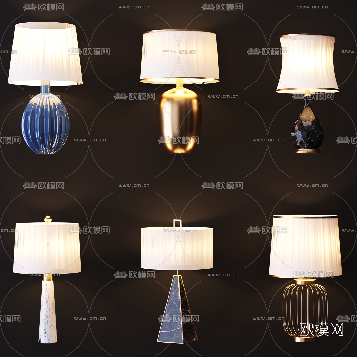 现代金属台灯3d模型下载