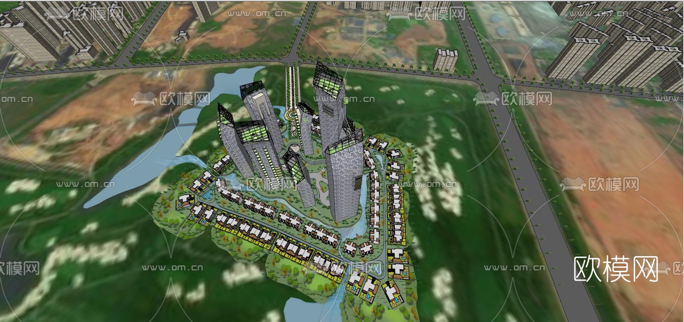 现代高层办公楼su模型下载（渲染图7）