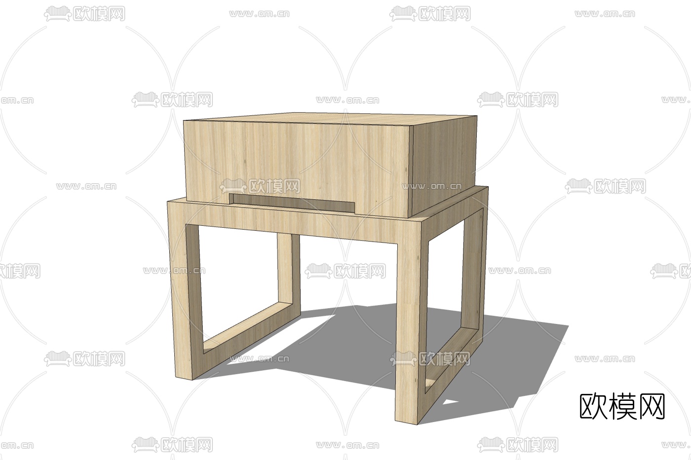 现代实木床头柜免费su模型下载