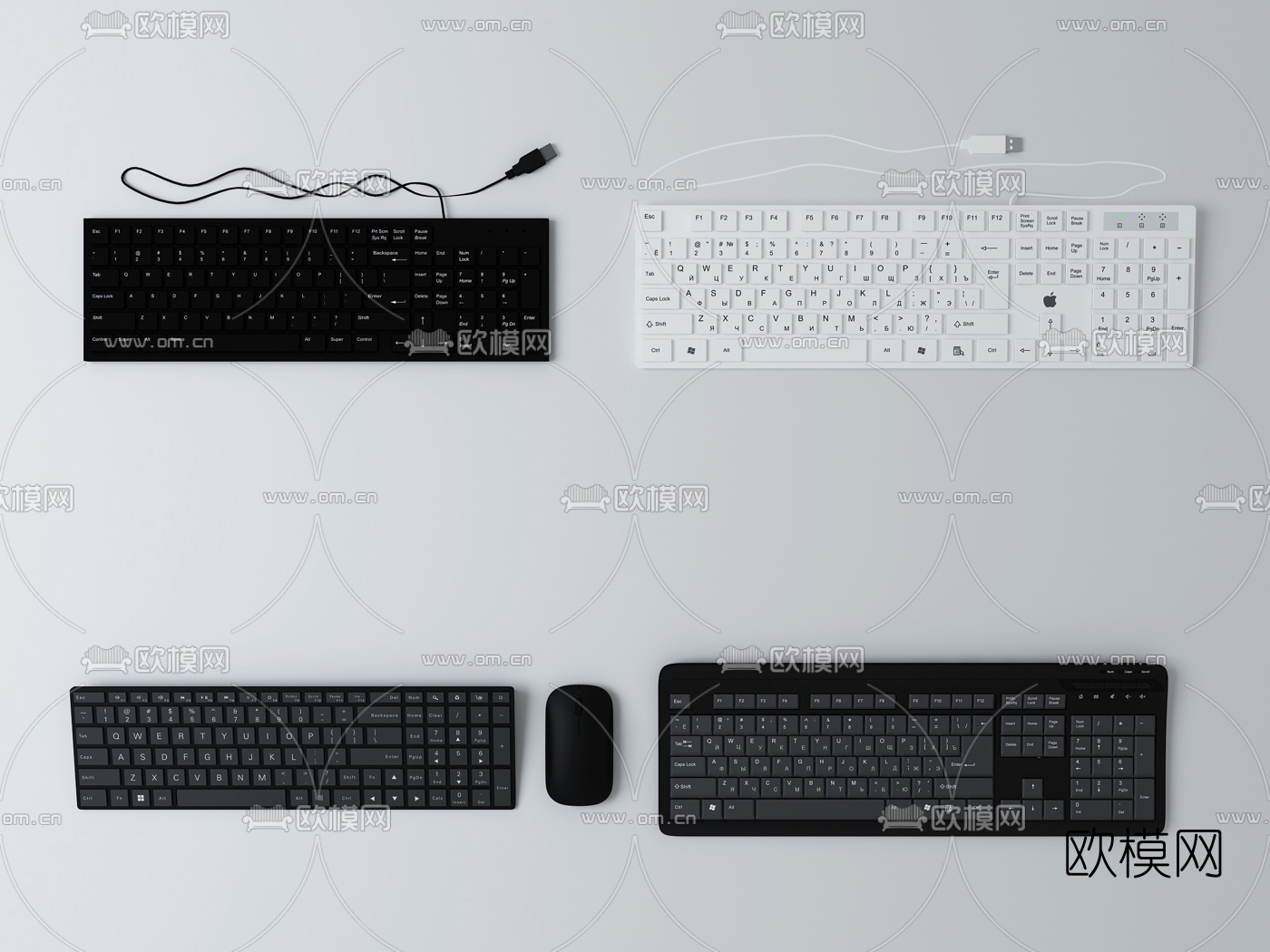 现代电脑手机组合3d模型下载（渲染图2）