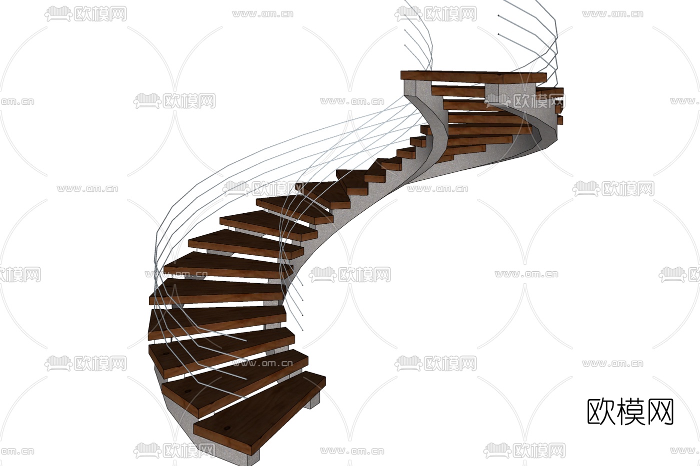 现代旋转楼梯免费su模型下载