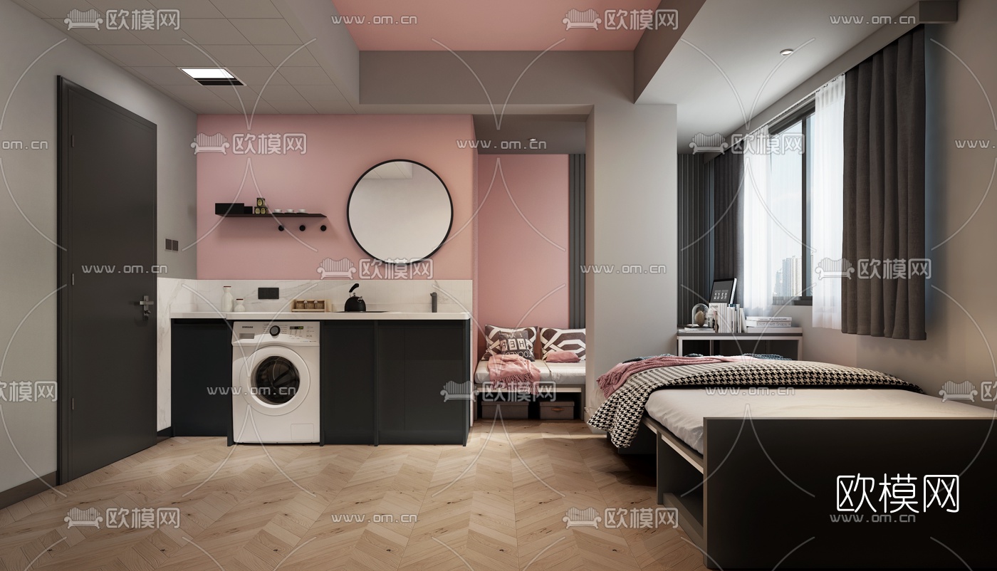 现代简约单身公寓3d模型