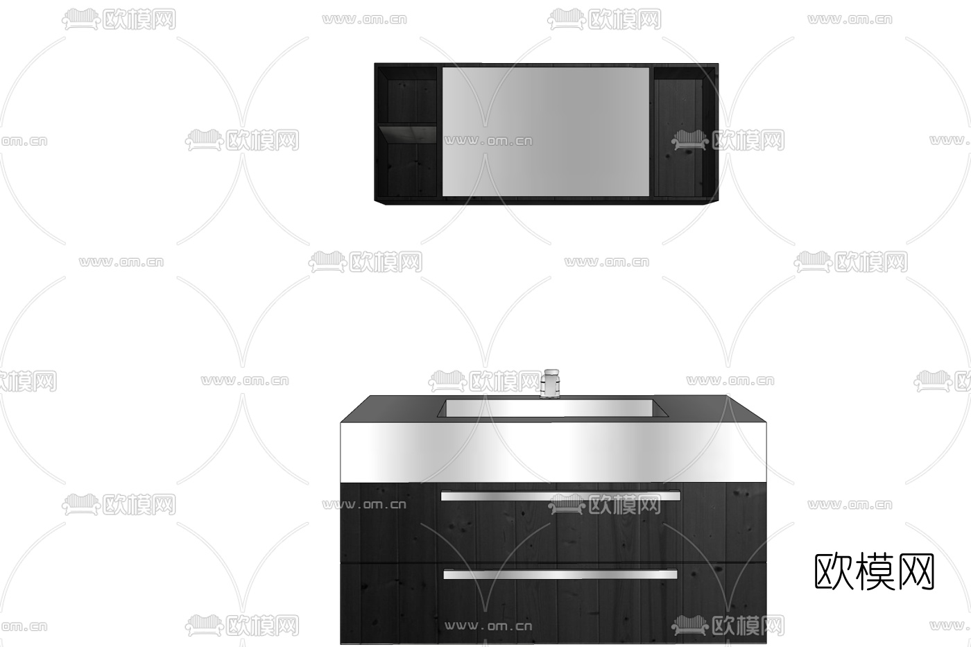 现代浴室柜洗手台免费su模型