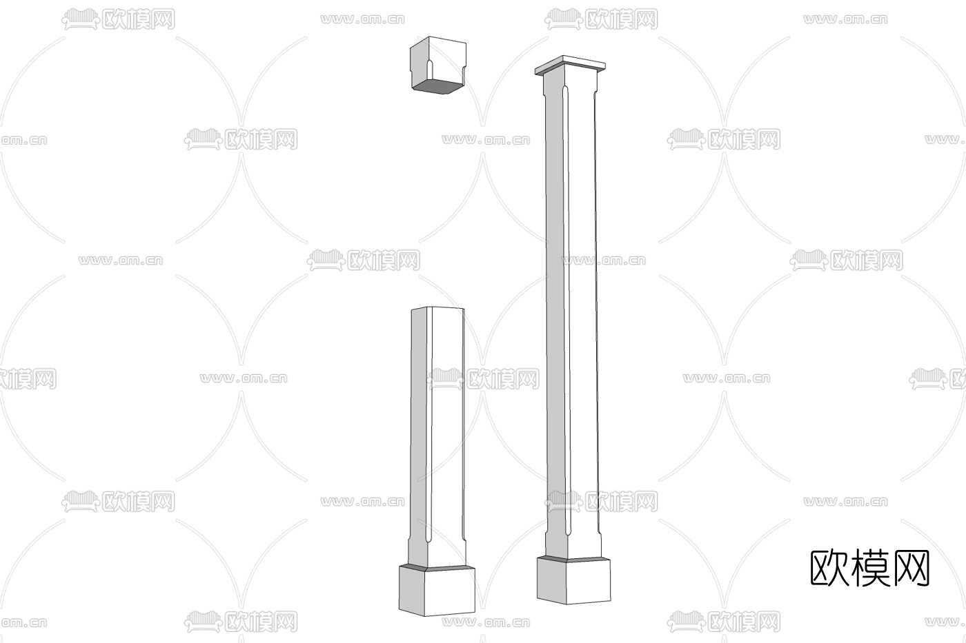 欧式石膏罗马柱免费su模型下载