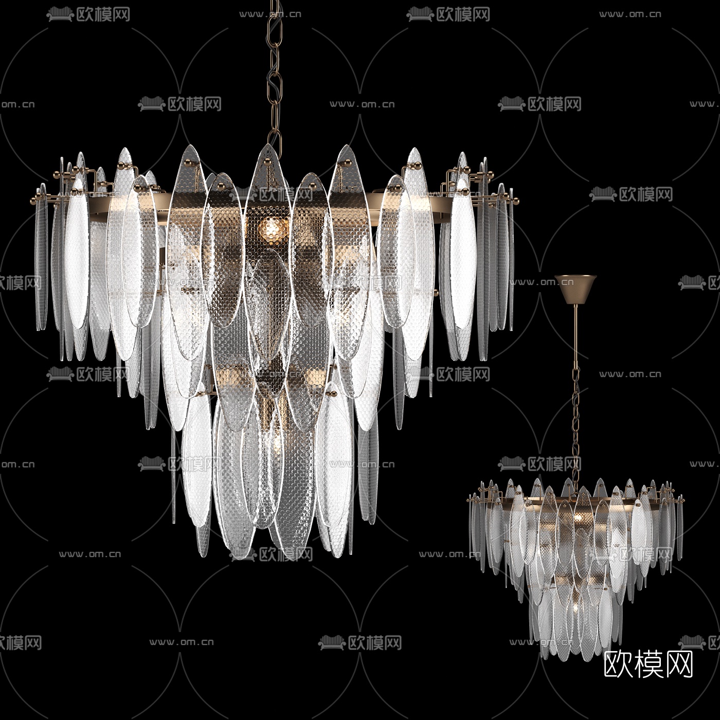 现代水晶金属吊灯3d模型下载