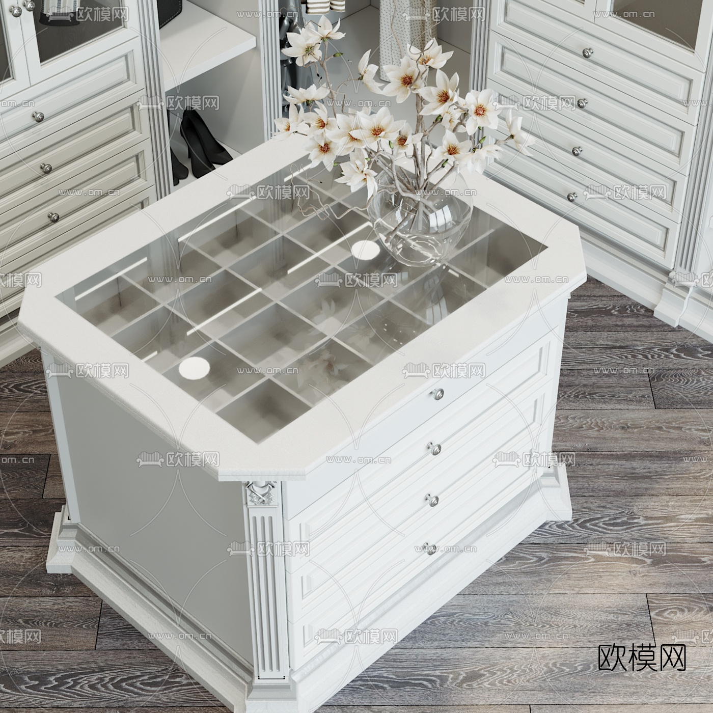 简欧衣帽间衣橱3d模型