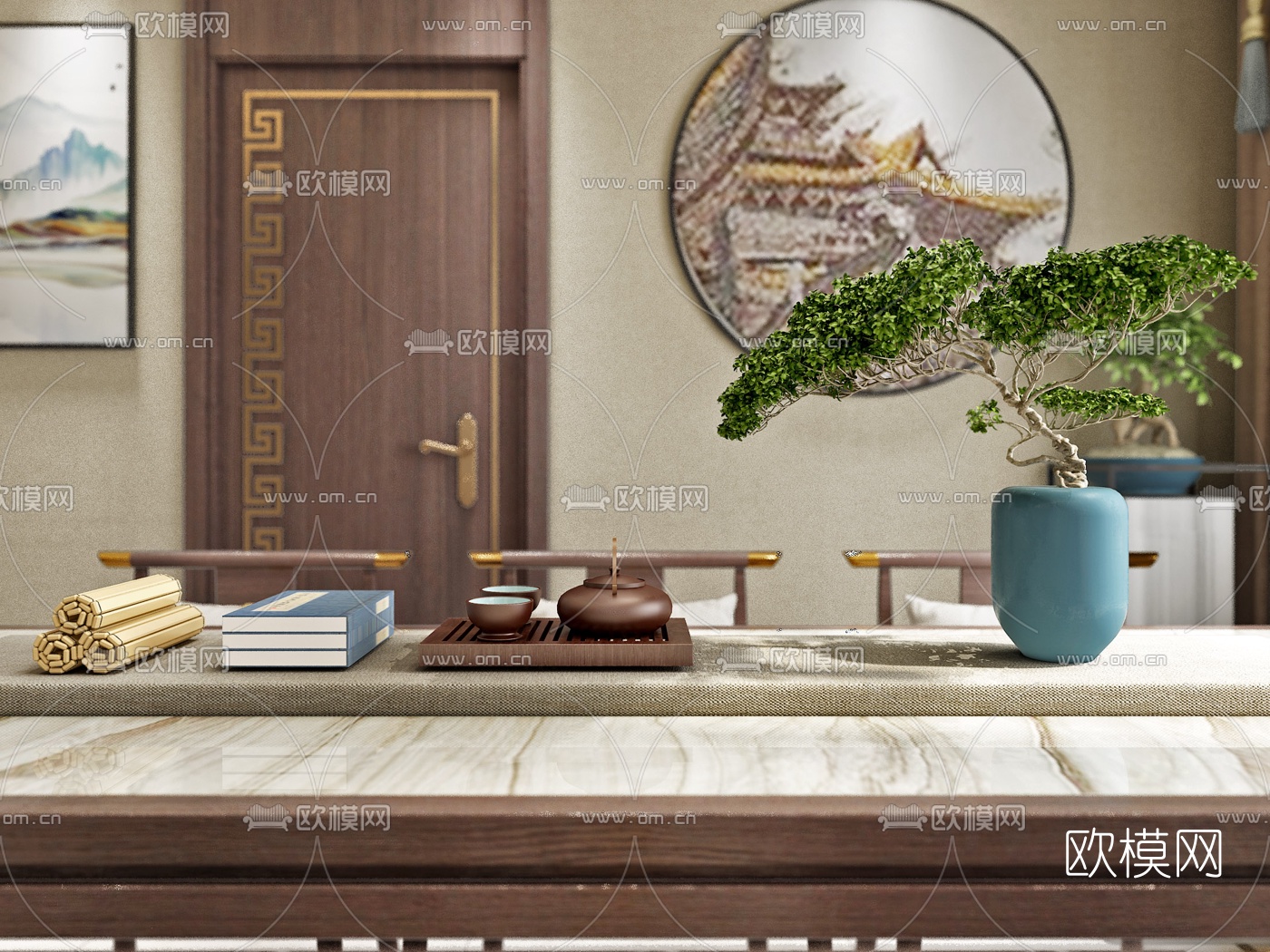 新中式餐厅3d模型