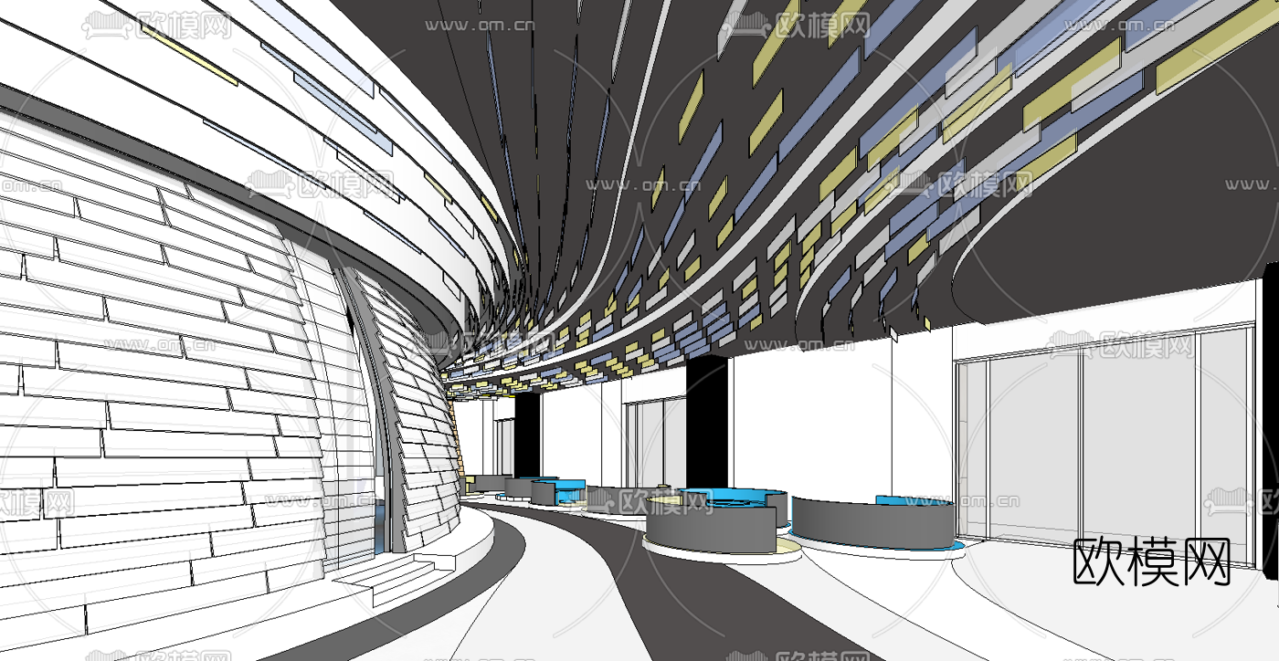 现代酒店会所大堂吧su模型下载（渲染图5）