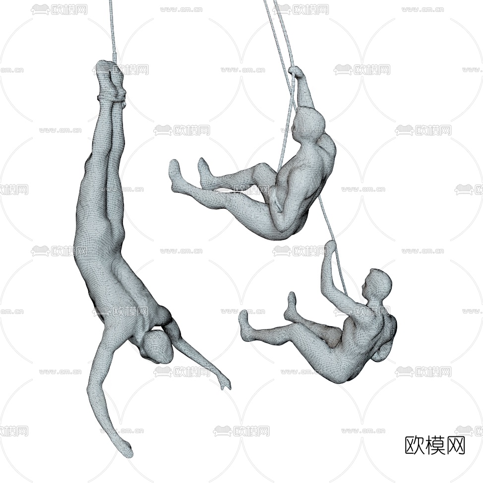 现代杂技人物雕塑3d模型下载（渲染图3）