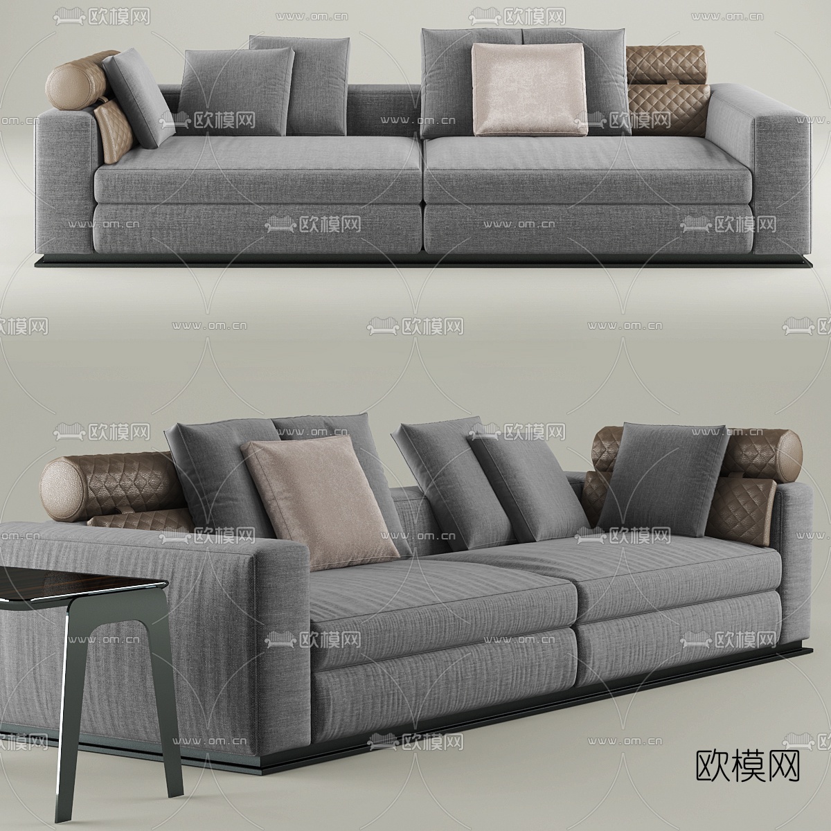 现代布艺双人沙发3d模型-免费3dmax模型库-欧模网
