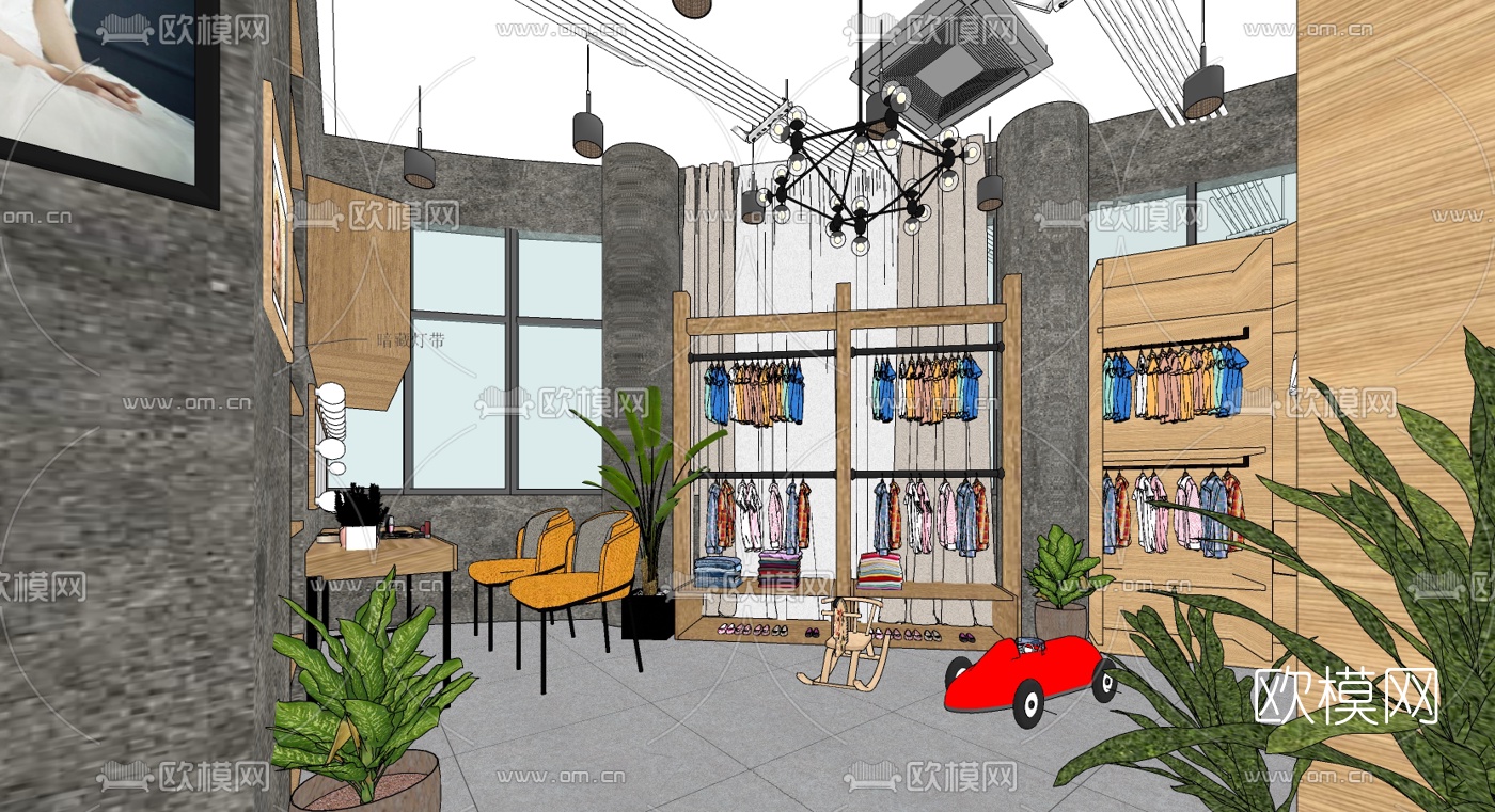 现代婚纱摄影影楼su模型下载（渲染图4）