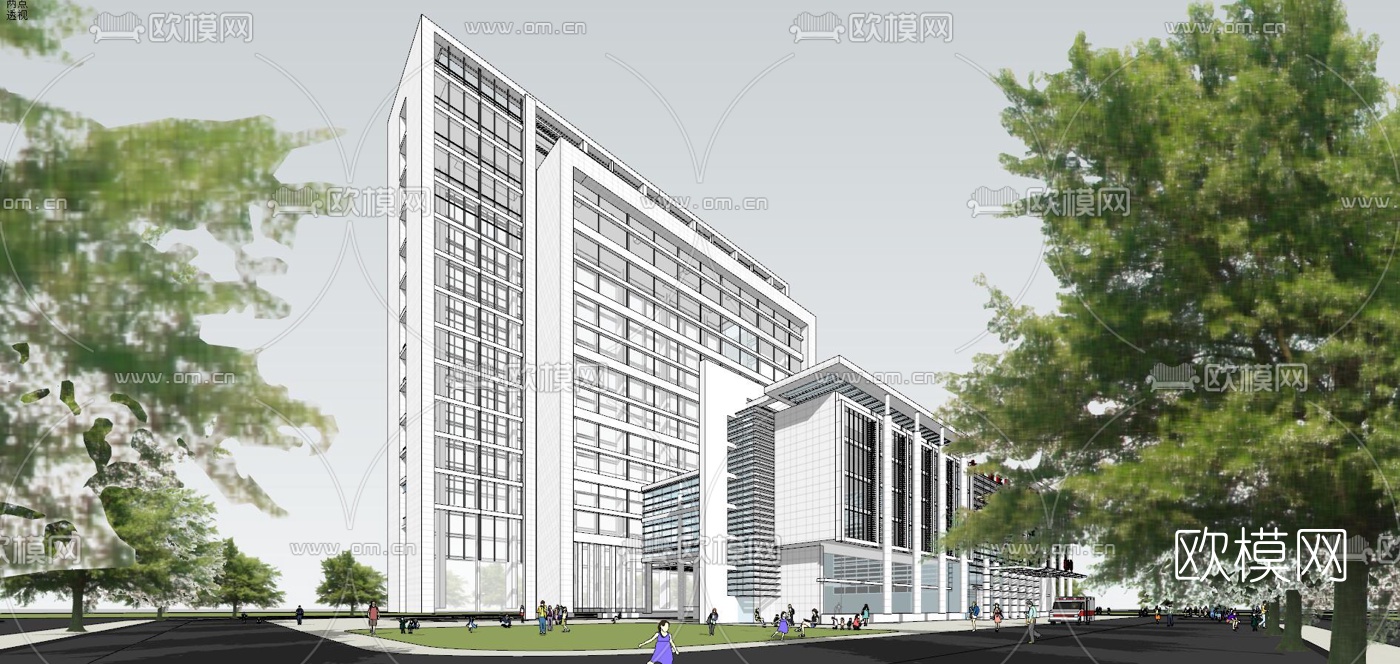 现代儿童医院su模型下载（渲染图4）