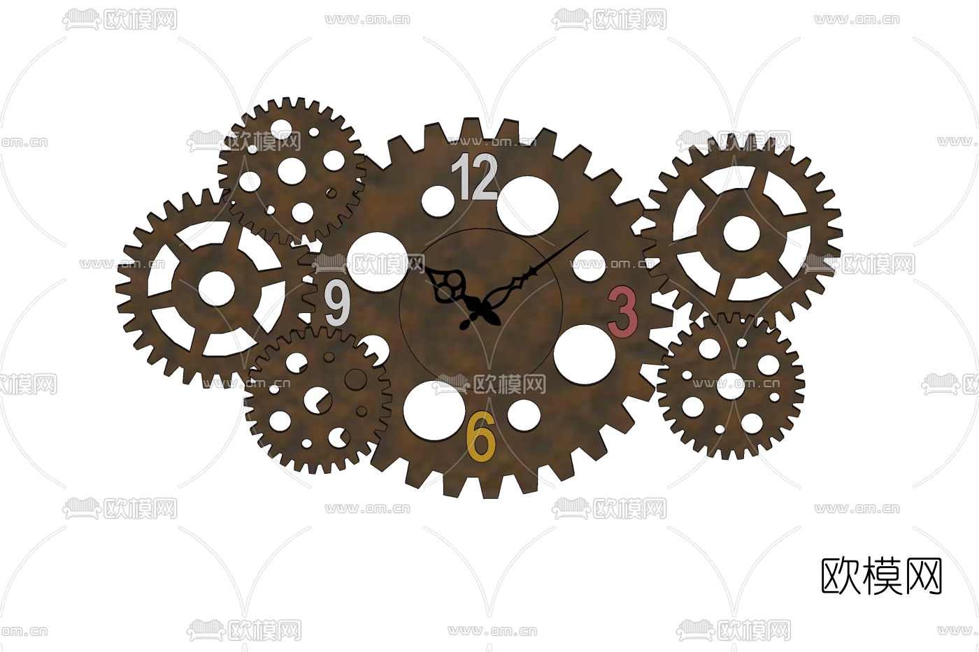 工业风齿轮挂钟免费su模型下载