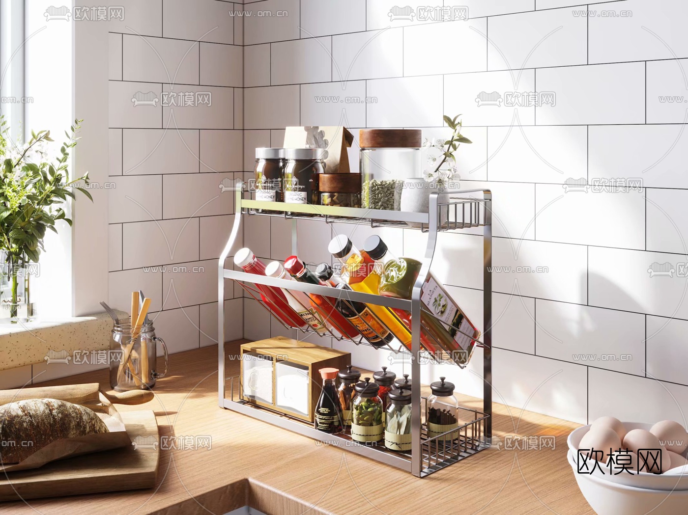 现代厨卫用品调味品3d模型下载（渲染图1）