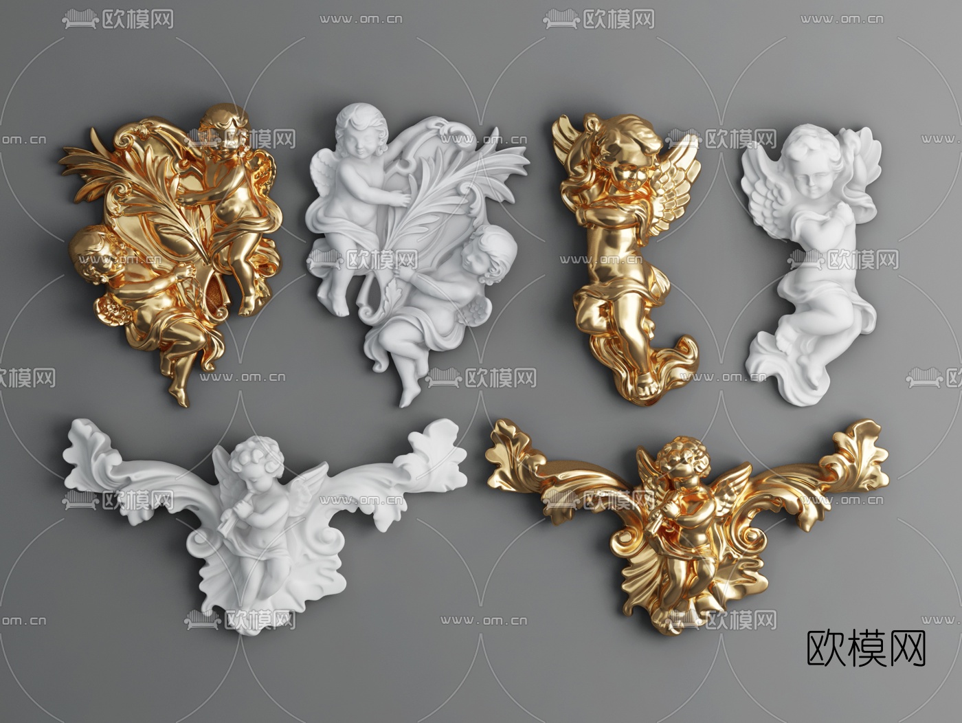 欧式小天使浮雕3d模型