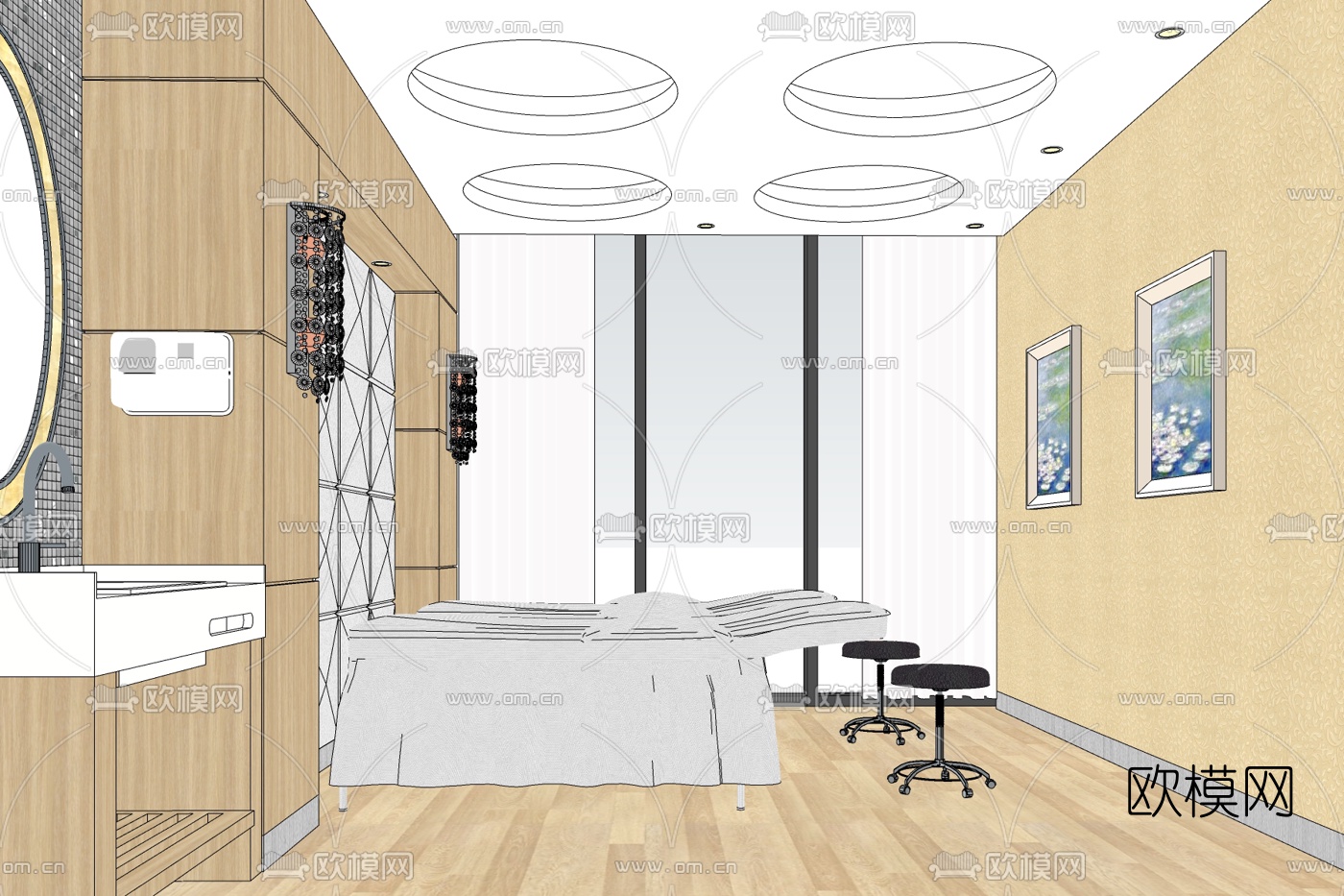 现代spa护理房免费su模型下载