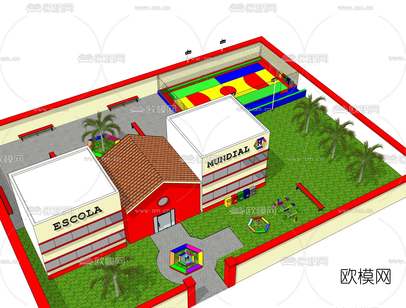 现代幼儿园免费su模型下载