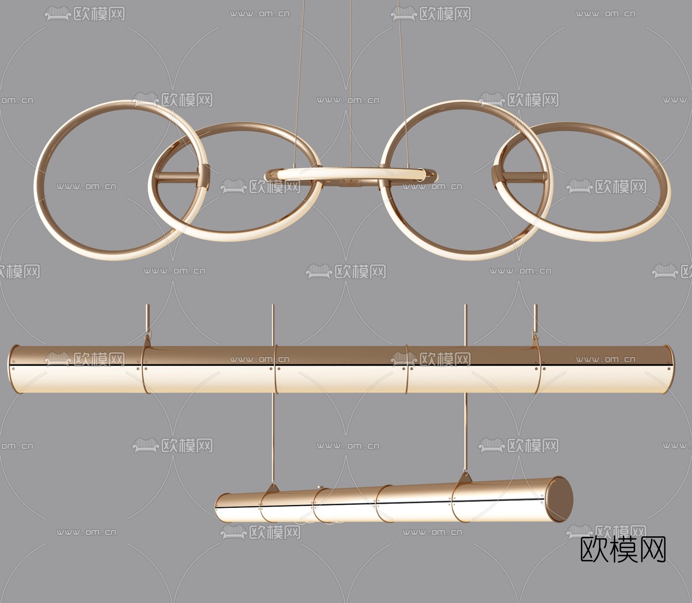 现代金属环形吊灯3d模型