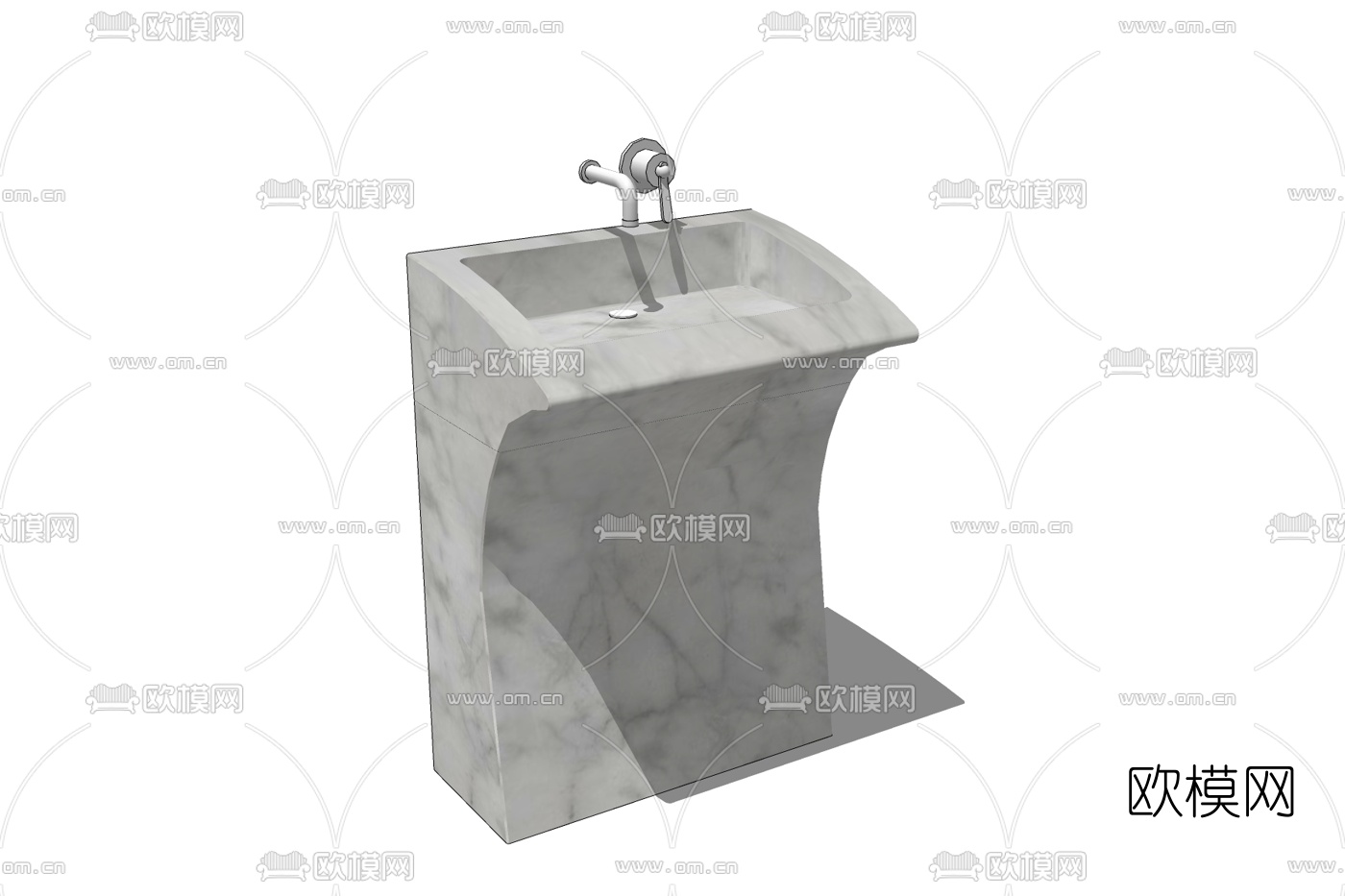 现代陶瓷洗手台免费su模型下载